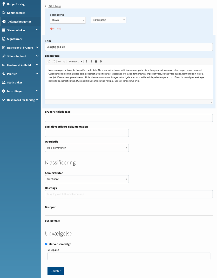 OS2consul deltagerbudgetter redigering