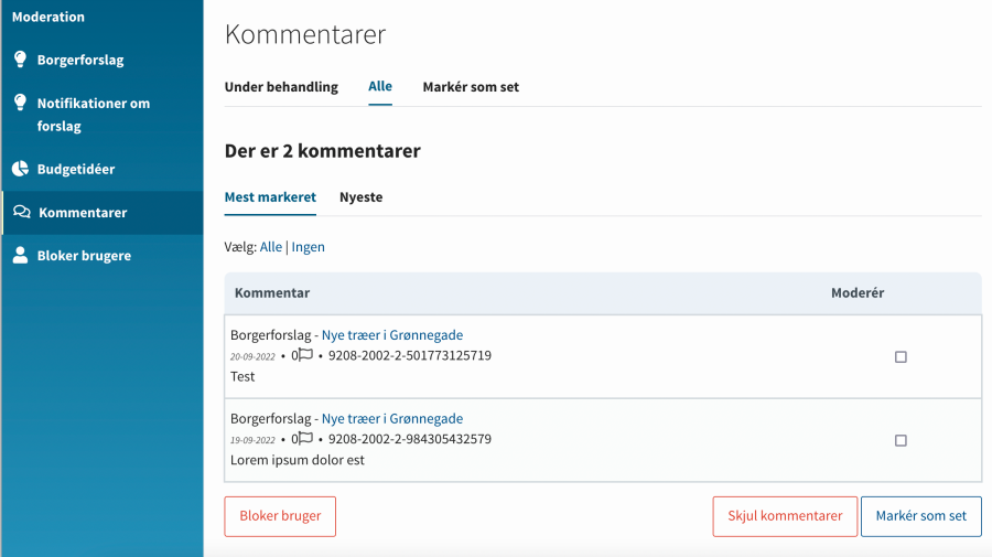 Moderation kommentarer