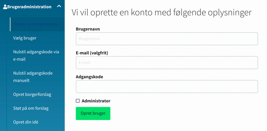 Opret brugerkonto